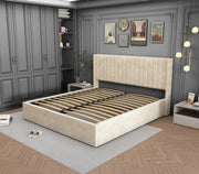 CAMA WITH SOMMIER WITH BEIGE VELVET 160X200CM