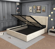 CAMA WITH SOMMIER WITH BEIGE VELVET 160X200CM