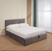 BASTIEN CAMA WITH STORAGE SOMMIER , GREY VELVET 140X190CM