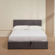 BASTIEN CAMA WITH STORAGE SOMMIER , GREY VELVET 140X190CM
