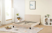 CAMA MELBOURNE CON SOMIER Y TERCIOPELO BEIGE 140X190CM