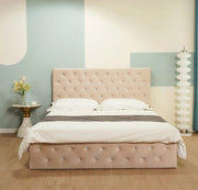 VICTORIA CAMA WITH SOMMIER STORAGE WITH BEIGE VELVET 140X190CM