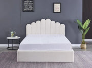 DOHA CAMA WITH SOMMIER STORAGE WITH SOFT DOUDOU WHITE VELVET 140X190CM