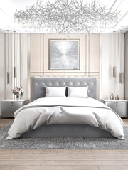 CORSICA CAMA WITH SOMMIER STORAGE WITH DIAMOND TUFTED AND GREY VELVET 180X200CM