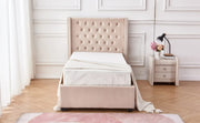 ERES TUFTED CAMA ,WITH SOMMIER AND BEIGE VELVET 90X190CM