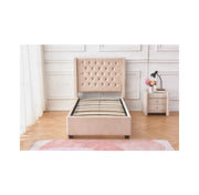 ERES TUFTED CAMA ,WITH SOMMIER AND BEIGE VELVET 90X190CM