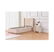 ERES TUFTED CAMA ,WITH SOMMIER AND BEIGE VELVET 90X190CM