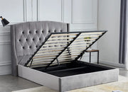 Cama con canapé SULTAN SOMMIER, diseño capitoné con terciopelo negro 180x200cm