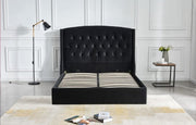 CAMA CANAPÉ ABATIBLE SULTAN CON DISEÑO CAPITONÉ DE TERCIOPELO NEGRO 180X200CM