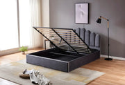DOHA SOMMIER STORAGE BED WITH GREY VELVET 140X190CM