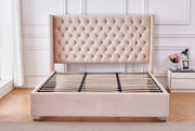 DOUBLE STUDDED TUFTED SOMMIER BED WITH NUDE VELVET 180X200CM
