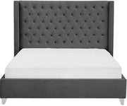 DOUBLE STUDDED TUFTED SOMMIER BED WITH GREY VELVET 180X200CM