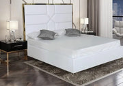 CAMA DORADA CON SOMIER Y POLIPIEL BLANCA 140X190CM