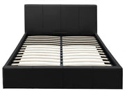 BASTIEN SOMMIER STORAGE  BLACK FAUX LAETHER BED 140X190CM