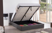 CAMA BASTIEN SOMMIER CON ALMACENAJE DE PIEL SINTÉTICA GRIS 140X190CM