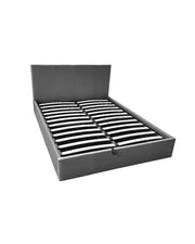 CAMA BASTIEN SOMMIER CON ALMACENAJE DE PIEL SINTÉTICA GRIS 140X190CM