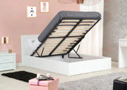 CAMA ARCÓN BASTIEN SOMMIER BLANCA POLIPIEL 140X190CM