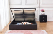 BASTIEN SOMMIER STORAGE  BLACK FAUX LAETHER BED 140X190CM