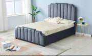 CAMA PEPPER CON DISEÑO CAPITONÉ LINEAL Y TERCIOPELO GRIS 140X190CM