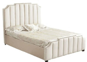 PEPPER BED WITH LINEAR TUFTED DESGIN AND BEIGE VELVET 140X190CM