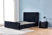 PRESTIGE DIAMOND TUFTED BED WITH SOMMIER AND BALCK VELVET 160X200CM