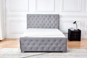 CAMA PRESTIGE DIAMOND CON CAPITONÉ, SOMIER Y TERCIOPELO GRIS 160X200CM