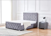 CAMA PRESTIGE DIAMOND CON CAPITONÉ, SOMIER Y TERCIOPELO GRIS 160X200CM