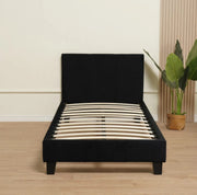 KELIA BED WITH SOMMIER WITH BLACK FABRIC 140X190CM