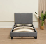 CAMA KELIA CON SOMIER DE TELA GRIS 90X190CM