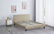 MELBOURNE BED WITH SOMMIER AND TAUPE FAUX LEATHER 160X200CM