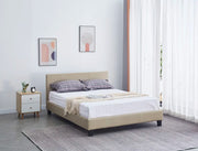 MELBOURNE BED WITH SOMMIER AND TAUPE FAUX LEATHER 160X200CM