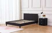 MELBOURNE BED WITH SOMMIER AND BLACK FAUX LEATHER 140X190CM