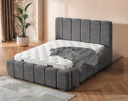 PIANO CANAPE STORAGE BED WITH GREY FABRIC 160X200CM