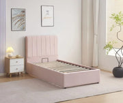 CAMA ARCÓN DELHI DE TERCIOPELO ROSA 90X190CM