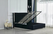 PRINCE SOMMIER STORAGE BED WITH BLACK VELVET 160X200CM