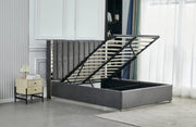 PRINCE SOMMIER STORAGE BED WITH GREY VELVET 140X190CM