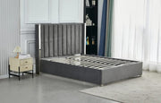 PRINCE SOMMIER STORAGE BED WITH GREY VELVET 140X190CM