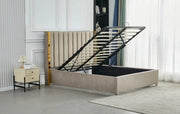 PRINCE SOMMIER STORAGE BED WITH BEIGE VELVET 160X200CM