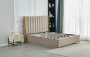 PRINCE SOMMIER STORAGE BED WITH BEIGE VELVET 160X200CM