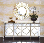 APARADOR VENECIANO CON ESPEJO DE 4 PUERTAS 200X40X87CM CON ESTANTES DE ESPEJO, ESTRUCTURA DE MDF