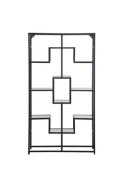 RICHMONT SHELF BLACK METAL 100X30X180CM . TEMPERED GLASS SHELVES BLACK METAL FRAME