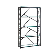 ESTANTERÍA GEOMAG CON METAL NEGRO DE 100X30X180CM. ESTANTES DE CRISTAL TEMPLADO, ESTRUCTURA DE METAL NEGRO