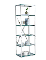 LIBRERÍA ARYA CON ESTANTES DE CRISTAL Y CROMO Y ESTRUCTURA DE ACERO CROMADO DE 60X40X180CM