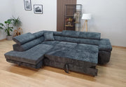 SOFÁ CONVERTIBLE ESQUINERO IZQUIERDO TOULOUSE CON ESTRUCTURA DE MADERA, ASIENTOS ESPACIOSOS Y FUNCIÓN DE CAMA PRÁCTICA PARA MAYOR COMODIDAD CON ALMACENAMIENTO EN GRIS OSCURO 275X205 CM