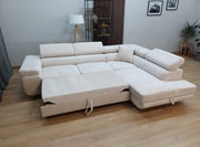 SOFÁ CONVERTIBLE ESQUINERO DERECHO TOULOUSE CON ESTRUCTURA DE MADERA, ASIENTOS ESPACIOSOS Y UNA PRÁCTICA FUNCIÓN DE CAMA PARA MAYOR COMODIDAD CON ALMACENAMIENTO EN COLOR BEIGE DE 275X205 CM