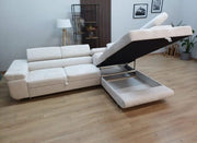SOFÁ CONVERTIBLE ESQUINERO DERECHO TOULOUSE CON ESTRUCTURA DE MADERA, ASIENTOS ESPACIOSOS Y UNA PRÁCTICA FUNCIÓN DE CAMA PARA MAYOR COMODIDAD CON ALMACENAMIENTO EN COLOR BEIGE DE 275X205 CM