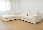 MARBELLA LEFT CORNER SOFA WITH BEIGE COLOR AND CUSHIONS AND 100% SYNTHETIC FABRIC 315X230 CM