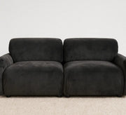 OSLO SOFA - ANTHRACITE VELVET WITH WOODEN STRUCTURE IN ANTHRACITE VELEVET UPHOLSTERY 285C185CM