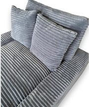 SOFÁ CELIA, TAPIZADO EN PANA GRUESA Y SUAVE COLOR ANTRACITA/GRIS OSCURO CON ESTRUCTURA DE MADERA, TAPIZADO EN TELA SINTÉTICA
