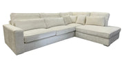 MARBELLA RIGHT CORNER SOFA WITH BEIGE COLOR AND CUSHIONS AND 100% SYNTHETIC FABRIC 315X230 CM